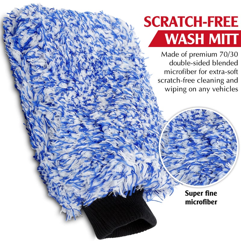 TAKAVU New Car Wash Mitt 2 Pack Premium Cyclone Microfiber Washing Gloves يحمل أطنانًا من الماء Sudsy لغسالة فعالة قابلة للغسل في الغسالة، خالية من الوبر والخدوش (أزرق) - Image 2